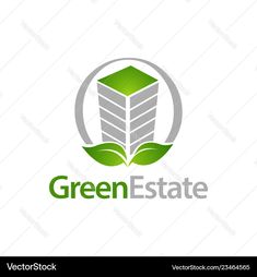 green estate logo design with leaves inside the circle and an open book in the middle