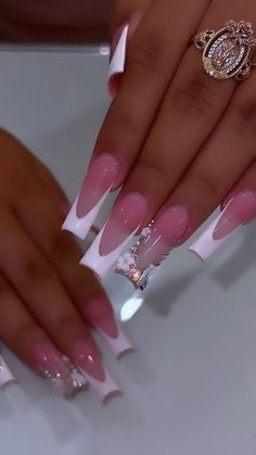 Long Acrylic Nail Designs, Hard Nails, Colored Acrylic Nails, Girly Acrylic Nails, French Tip Acrylic Nails, Her Nails, Short Square Acrylic Nails, Long Acrylic Nails Coffin, Acrylic Nails Coffin Pink