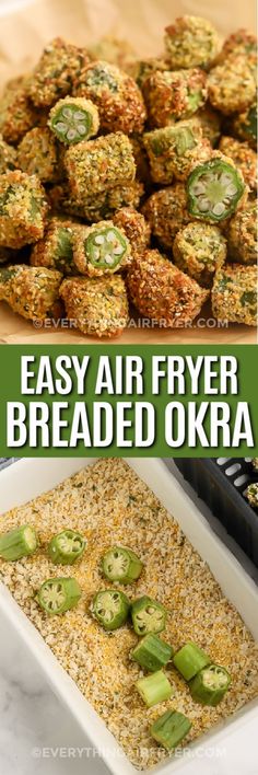 an easy air fryer breaded okra recipe that is ready to be eaten