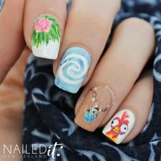 Moana Nails, Purple Toe Nails, Disney Acrylic Nails, Cruise Nails, Natural Nail Art, Fantasy Nails