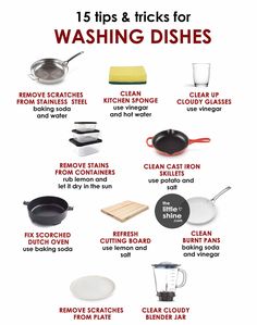 the ultimate guide to cleaning dishes with vinegar and other household cleaner products, including dishwasher