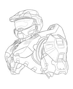 a drawing of a helmeted character from halo wars