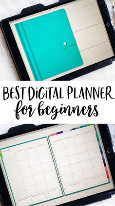 the best digital planner for beginners is on top of a tablet with a pen and notebook