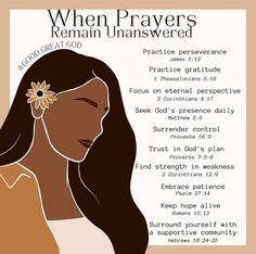 a woman's profile with the words when prayer remains unanswered