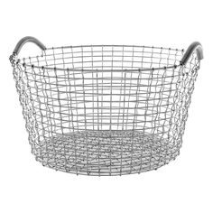 a metal wire basket with handles