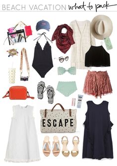 the beach vacation wardrobe pack includes clothing, shoes and accessories