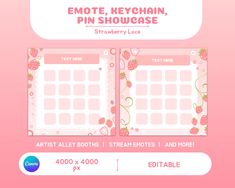 the strawberry themed planner is shown with pink background