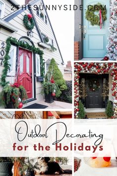 outdoor decorating for the holidays with text overlay reading outdoor decorating for the holidays