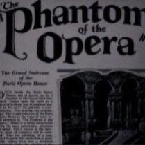 an advertisement for the phantom of the opera, which is featured in a newspaper article