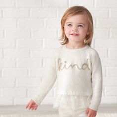 Infant & Toddler Girls White Sweater With Tulle Trim Baby Size Chart, Gingham Fashion, Knit Sweaters, Long Sleeve Striped Top, Girls Stripes, Toddler Boy Outfits, White Sweater, Toddler Girl Outfits