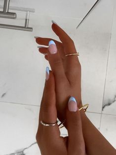 Baby Blue Almond Nails, Summer Nails 2023 Gel, Blue Almond Nails, Nails 2023 Gel, Oval Acrylic Nails, Acrylic Nails Almond Shape, Cruise Nails, Spring Break Nails, Beachy Nails