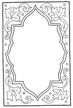 an ornate frame with swirls and leaves on the edges, in black and white