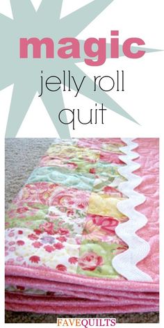 a quilted table runner with the words magic jelly roll quilt on it and an image of