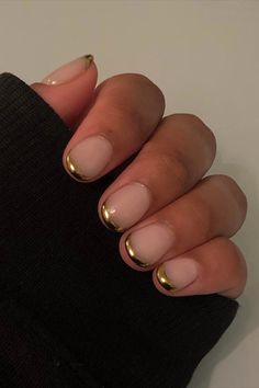 Chrome French, Gold Chrome Nails, Tip Nails, Gold Chrome