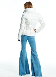 SAM. FREESTYLE Jacket Winter White Down Puffer Jacket With Detachable Hood, Winter White Nylon Puffer Outerwear, Winter White Down Puffer Outerwear, Winter White Quilted Puffer Jacket For Cold Weather, Quilted Winter White Puffer Jacket For Cold Weather, Winter White Quilted Nylon Outerwear, Trendy Down Outerwear With Padded Collar, Trendy Down Outerwear For Spring, Quilted Nylon Outerwear In Winter White