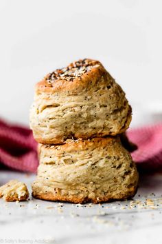 three biscuits stacked on top of each other