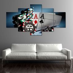 Gamblers Luck Multi Panel Canvas Wall Art - NicheCanvas Black Jack, Abstract Wall Decor, Jack Black, Visual Artwork, Blackjack, Watercolor Print, Soft Colors, Home Collections, Art Canvas