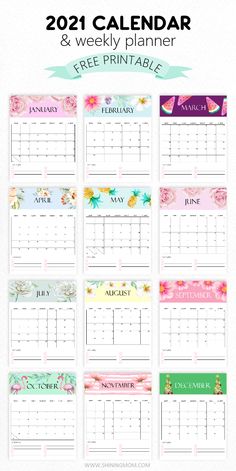 the free printable 2020 calendar is shown with flowers on it and has been designed to be