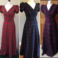 Fitted Plaid V-neck Dress, Elegant Fitted Plaid Dress With Short Sleeves, Fitted V-neck Plaid Dress, Fitted A-line Plaid Dresses, Elegant Plaid V-neck Dress, Formal Fitted Plaid Dress, Fitted Plaid Dress For Formal Occasions, Outlander Clothing, Scottish Costume