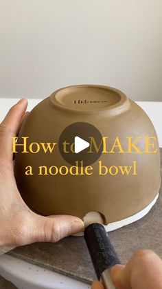 a person using a knife to make a bowl with the words how to make a noodle bowl