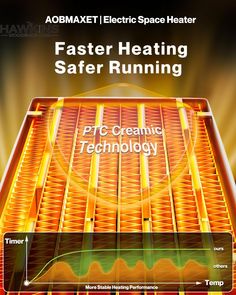 an advertisement for a heater running machine with the words, faster heating safer running