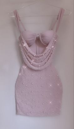 Dress With Pearls, Pink Bodycon, Cute Homecoming Dresses, Fest Outfits, Pearl Pink, Oh Polly, Birthday Dress, Glam Dresses, Looks Chic