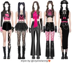 Crystalwong on ShopLook | The easiest way to find the perfect outfit K Pop Concert Outfit Ideas Blackpink, K Pop Outfits Stage, Pink And Black Outfit, Edit Png, Matching Outfits Best Friend, Celebrity Casual Outfits, Black Tube Top