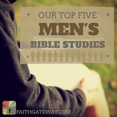 a man holding a sign that says our top five men's bible studies