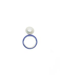 Enamel Baroque Pearl Ring in 92.5 Sterling Silver — FRY POWERS White Enamel Ring, Elegant Sterling Silver Enamel Open Ring, Elegant Blue Enamel Ring In Sterling Silver, Elegant Blue Enamel Sterling Silver Ring, Digital Ring, Turquoise Ankle Bracelet, Pearl Ankle Bracelet, Pearl Rope, Jewellery Shop Design