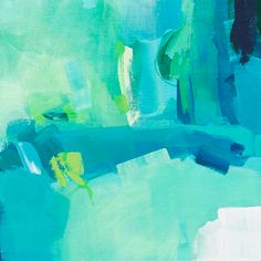 an abstract painting with blue and green colors