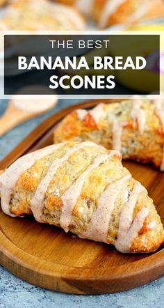 the most delicious banana bread scones are on a cutting board and ready to be eaten