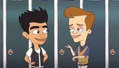 two cartoon characters standing in front of jail cell doors, one pointing at the other