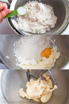 three pictures showing how to make the best cake mix