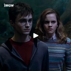 harry potter and hermile in front of a dark background with text that reads, i'mgn