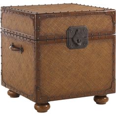 the trunk is made out of wood and has rivets