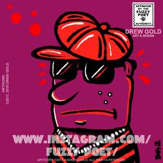 a drawing of a man wearing sunglasses and a red hat with the words draw gold on it