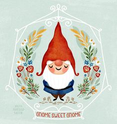 an illustration of a gnome with his eyes closed