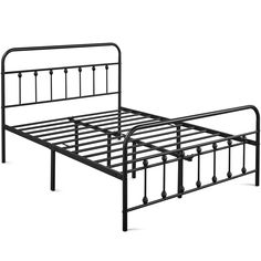 a metal bed frame with no headboard or foot board is shown against a white background