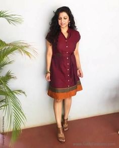 Erkal Saree, Kurti Pattern, Kalamkari Dresses, Western Dresses For Women, Indian Kurti, Frock Fashion