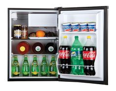 an open refrigerator filled with lots of drinks