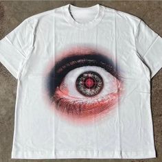 Eye Ball T-Shirt Fast Shipping $25 Lowest I Can Do Custom Deadstock Hit Me With Questions Graphic Vintage Tees, Oversized Short Sleeve T-shirt With Sublimation Print, Oversized Graphic Tee With Sublimation Print, Medium Fade, Grunge Tee, Vintage Harley Davidson, Vintage Harley, Screen Printing Shirts, Vintage California