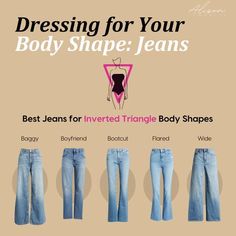 Inverted Triangle Body Type, Jeans For Triangle Body Shape, Best Jeans For Inverted Triangle Shape, Shirt For Inverted Triangle Body Shape, Inverted Triangle Dos And Donts, Invert Triangle Body Shape, Inverted Triangle Body Shape Fashion, Inverted Triangle Body Shape Outfits, Triangle Body Shape Fashion