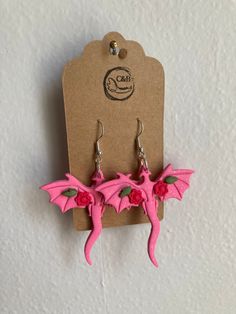 Solid colour dragon earrings made out of polymer clay. Lightweight and hypoallergenic. Dragon Clay Earrings, Crochet Flats, Clay Dangle Earrings, Clay Dragon, Dragon Earrings, Clay Earring, Earring Ideas, Easy Diy Art, Etsy Earrings Dangle