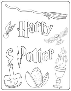 harry potter coloring page with the words harry potter and other things to color on it