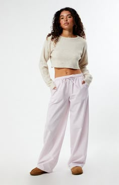 Upgrade your casual wardrobe with the Linen Pull-On Pants from PacSun. Crafted from lightweight linen fabric, these high-waisted pants feature a drawstring waistband, side hand pockets, wide leg openings, and a relaxed fit, ensuring both style and comfort for your everyday adventures.11.625" rise31.5" inseam21" leg openingHigh-riseDrawstring waistbandSide hand pocketsWide leg openingsRelaxed fitBlack and Blue: 52% cotton, 48% polyesterPink: 52% cotton, 48% polyesterMachine washableModel is weari Relaxed Pants Women Outfit, Brandy Linen Pants, Straight Leg Linen Pants, Linin Pants, Pants For Short Women, Pants For School, Trending Pants, Pacsun Outfits, Pajama Pants Women