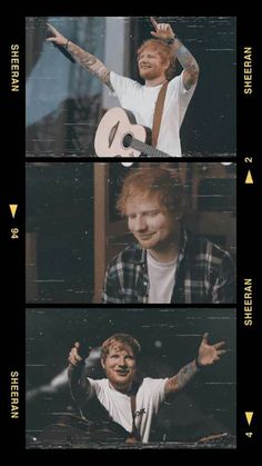 two different pictures with the same person holding a guitar