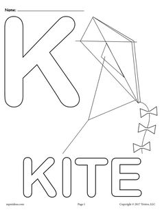 the letter k is for kite coloring page