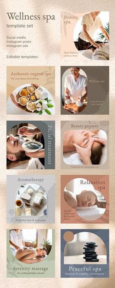 an advertisement for a spa with many different images