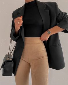 Elegant Trousers Outfit, Classy Trousers Outfit, Houseparty Outfits, Neutral Ootd, Sixth Form, Chique Outfits, Outfit Chic, Looks Chic