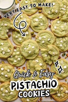 very easy to make quick and easy pistachio cookies with white marshmallows